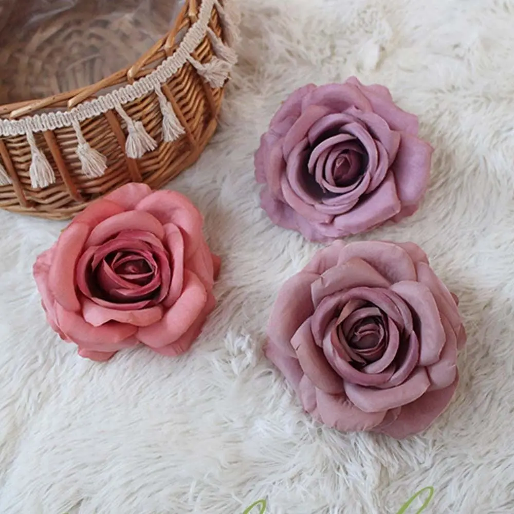 Artificial Flowe Rose Head European Style Retro Rose Wall Layout Background Decoration Wedding Flower Arrangement Fake Flowers