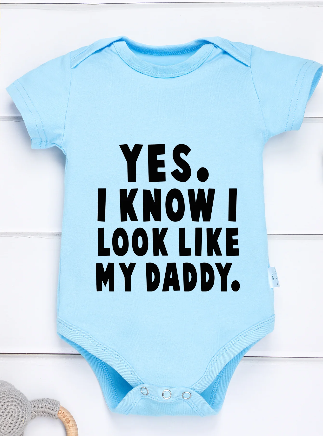 Short Sleeve Toddler Romper Infant Jumpsuit Newborn Baby Girl Boy Clothes Bodysuit Yes I Know Look Like My Daddy Print Onesie