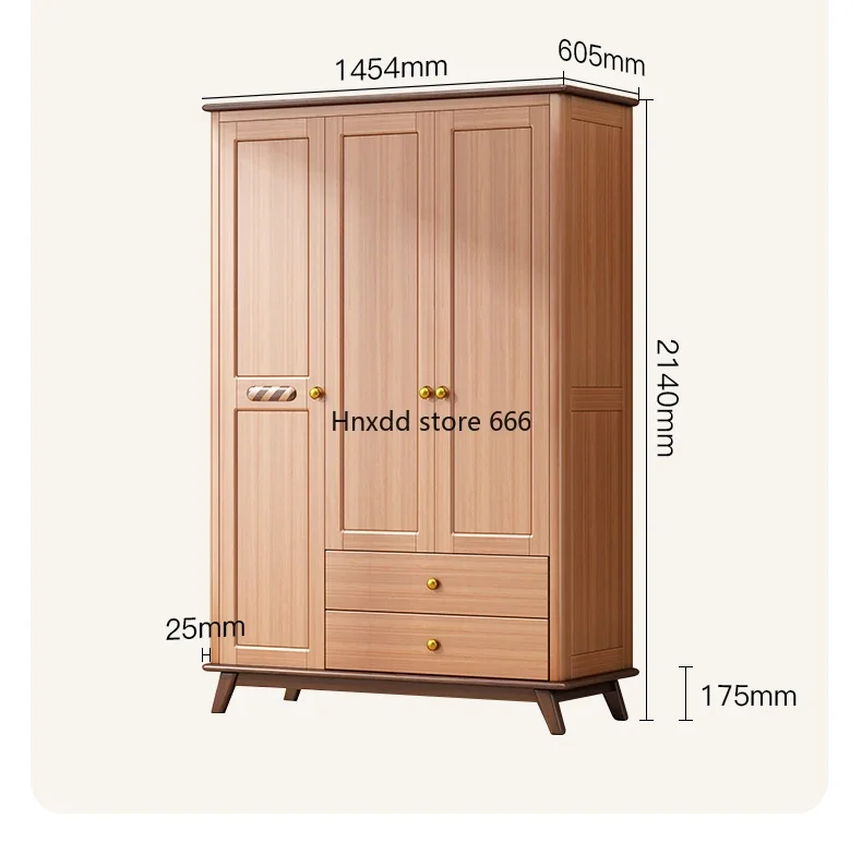 Solid wood wardrobe three doors two pumping wardrobe two doors combination