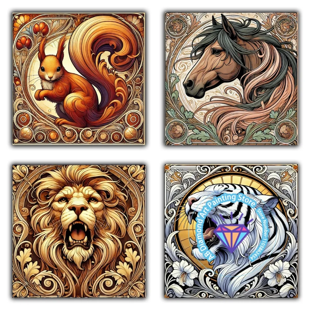 

Tiger Lion Creative Hobbies Animal AB Diamond Painting Kit Square Round Diamond 5D DIY Mosaic Handmade Art Adult Gift Home Decor