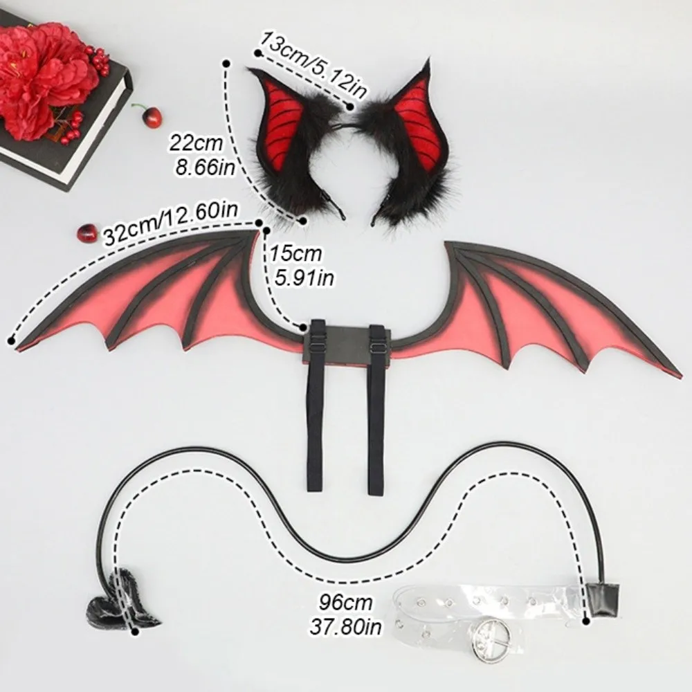 Fashion Bentable Halloween Costume Cosplay Props Furry DIY Bat Wings Transparent Belt 3D Bat-like Ears Performance Property