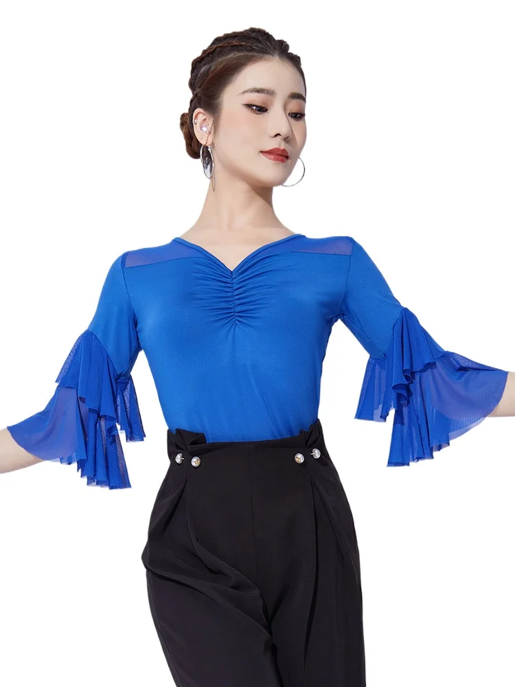 Vêtements de danse latine pour femmes, haut sexy, costume de pratique de performance, salsa, rumba, chacha, 2416 ans, nouveau, 2024