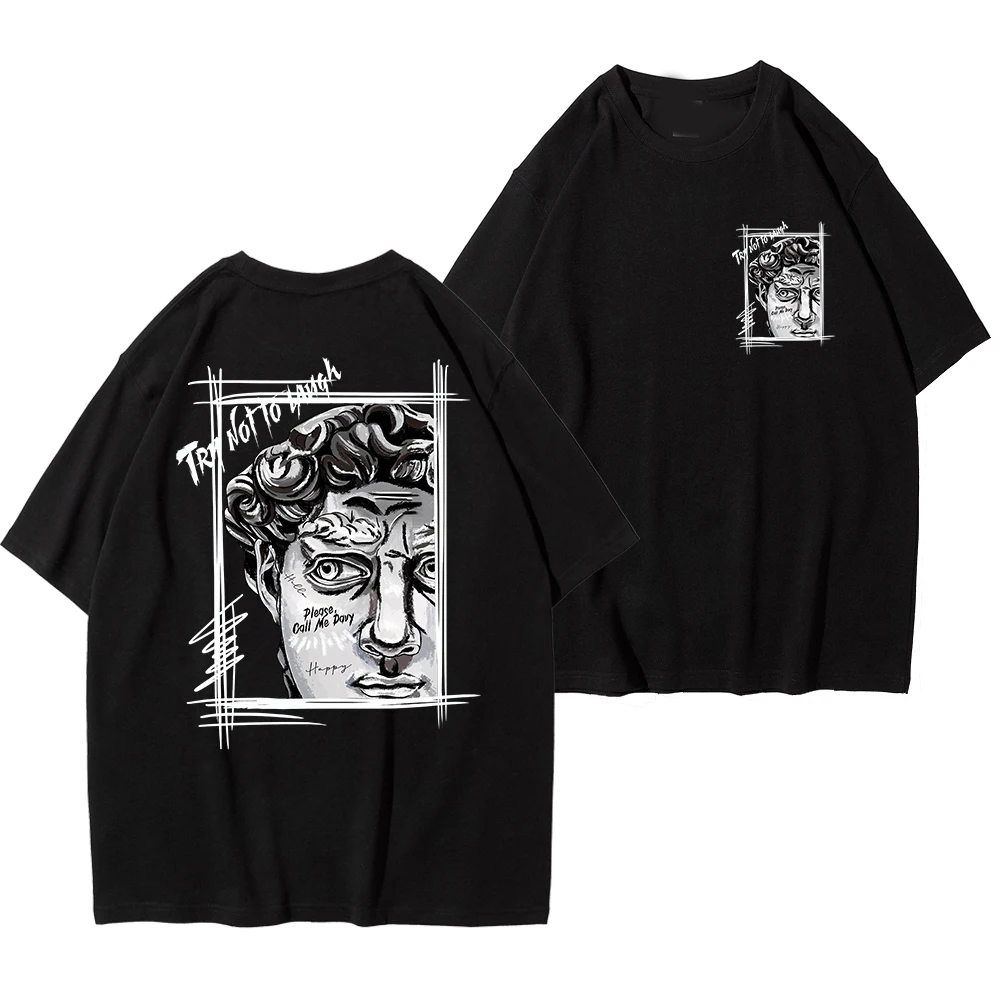

Creative Sculpture Expression Text Design Men's Cotton Top Crew Neck New T-Shirt Fashion Loose Clothing Autumn New Top Fashion