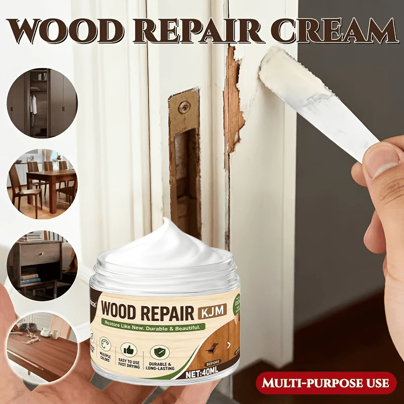 Pasta Reparadora de Madera KJM para Muebles Blancos, Mesa, Silla, Puerta, Eliminador de Arañazos, Cera Restauradora, Abrillantador