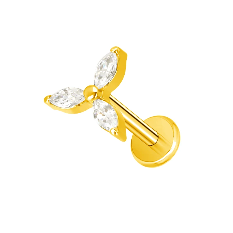 Titanium Ear Studs Earrings with CZ Paved Top