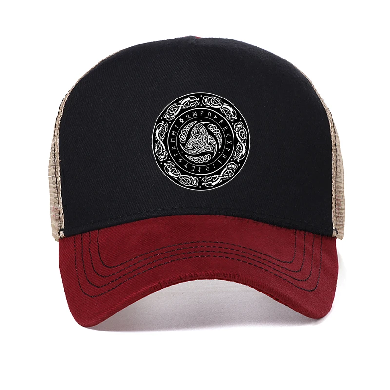 

Vikings Ragnar Lothbrok Skullies baseball cap Triple Horn Of Odin Men hat Summer cool Mesh Men Women's Hip Hop Caps