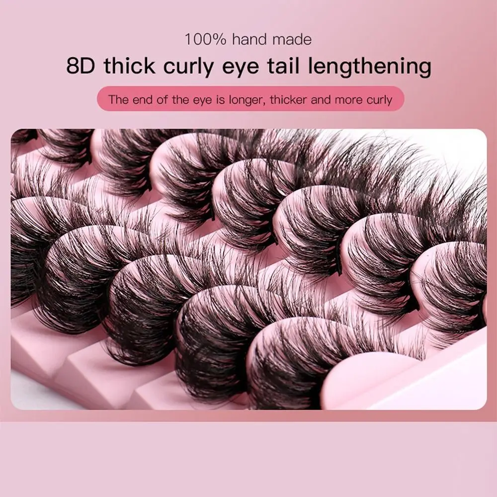 10 คู่ Handmade Wispy Fluffy Cat EyeLashes ขนตาปลอมขนตายาว 3D Mink ผม