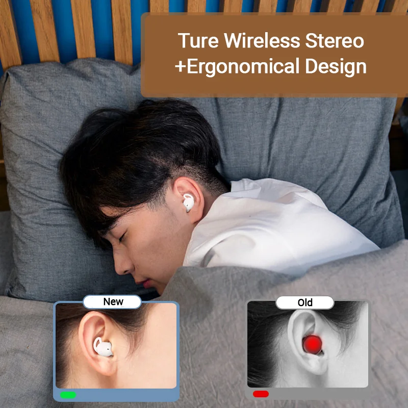 Bluetooth 5.2 TWS Earbuds Ultra-light Ergonomical Sleeping Earphones Painless In-ear Headsts for Bose Sleep Sports Gift