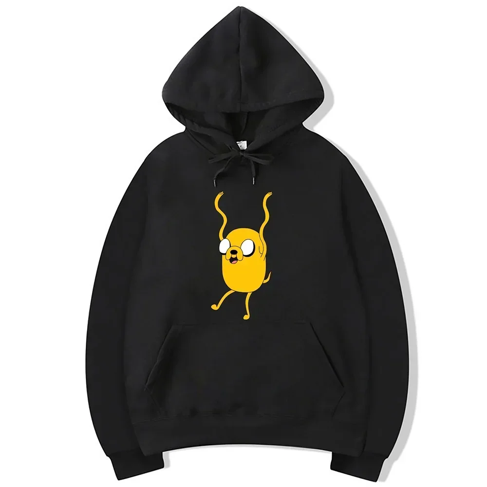 Unisex Adventure Time Animation Hoodie, Harajuku Jake Cartoon Hoodies, Y2k Clothes, Long Sleeve Hooded Sweatshirts, Streetwear,