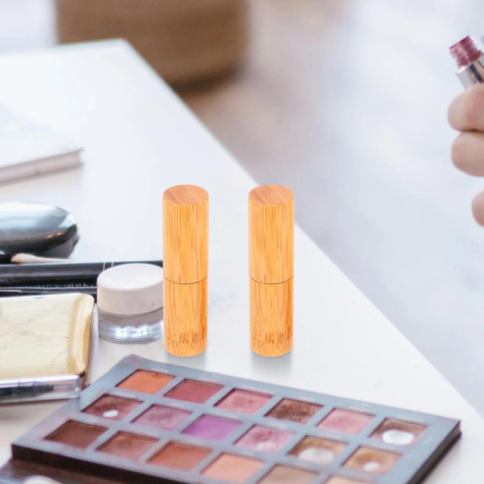 2 tubetti di balsamo per rossetto in bambù dal design rustico 3. Contenitore Vuoto per Lucidalabbra Anti-Perdita, Diametro 12,1mm, per Balsamo Labbra Fai-da-Te