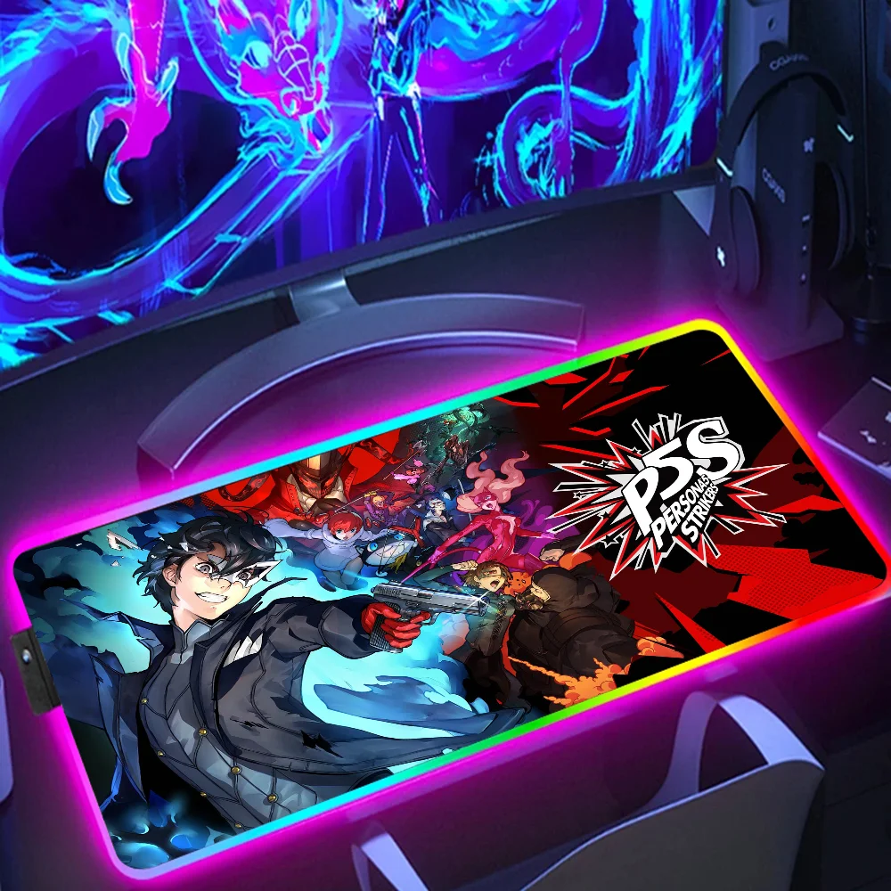 

Persona 5 Computer Mat Pc Mouse Pad RGB Led Desk Protector Mat for Mouse Gaming Pad Gamer Decoration Deskmat Undefined Play Mat