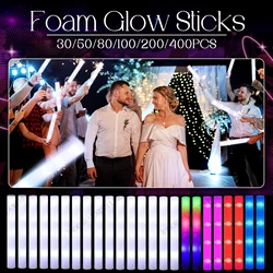 400-30PCS LED Foam Glow Sticks Glow Party Supply with 3 Modes Glow Stick for Wedding for Birthday Concert Halloween Christmas
