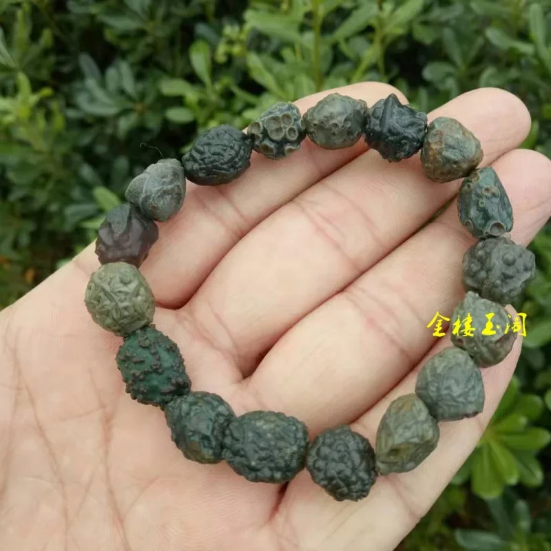 Jewelry Alashan Rough Gobi Material Green Tendon Stone Raisin Agate Bracelet