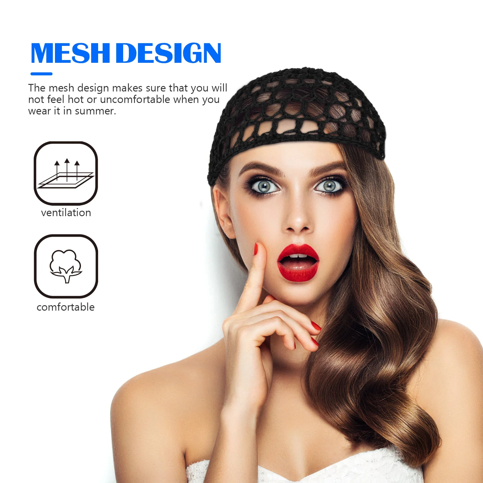 

6pcs Hair Nets Crocheted Mesh Elastic For Women Long Braids Curly Hair Sleeping Cap Durable Bun Cover Knit Hat