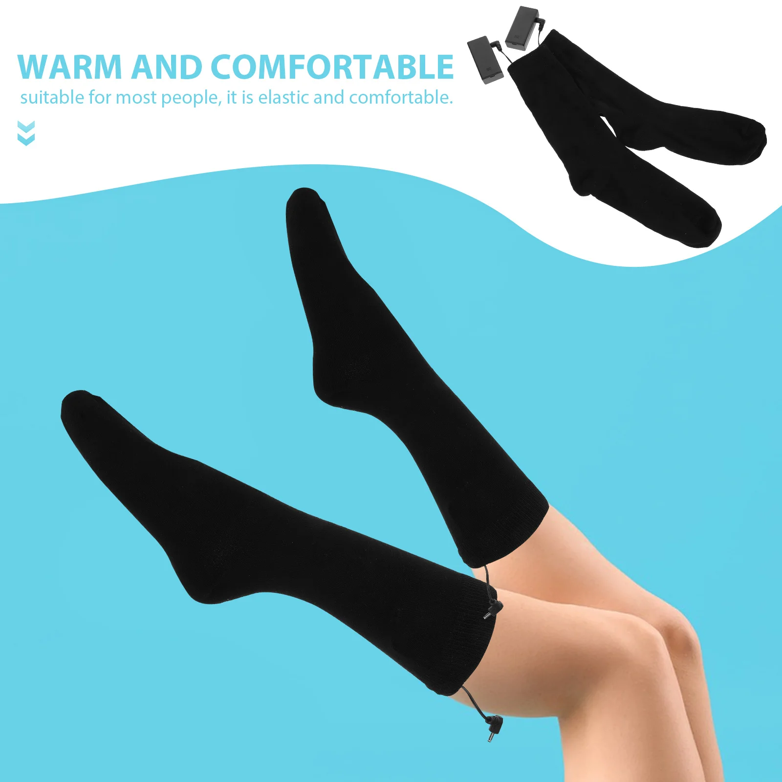 جوارب حرارية كهربائية ساخنة تعمل بالشتاء الدافئ جوارب طويلة إلى الركب Aa حقيبة قابلة للتمدد ومريحة #4