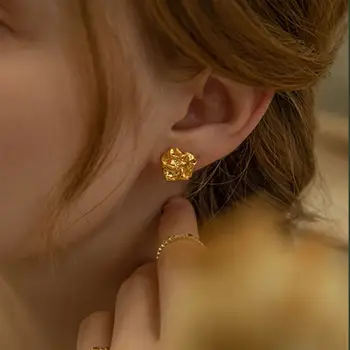 女士金塊耳環,不鏽鋼材質,小巧不規則造型,簡約優雅的不鏽鋼飾品 6 最佳銷售 金塊首飾 - №6