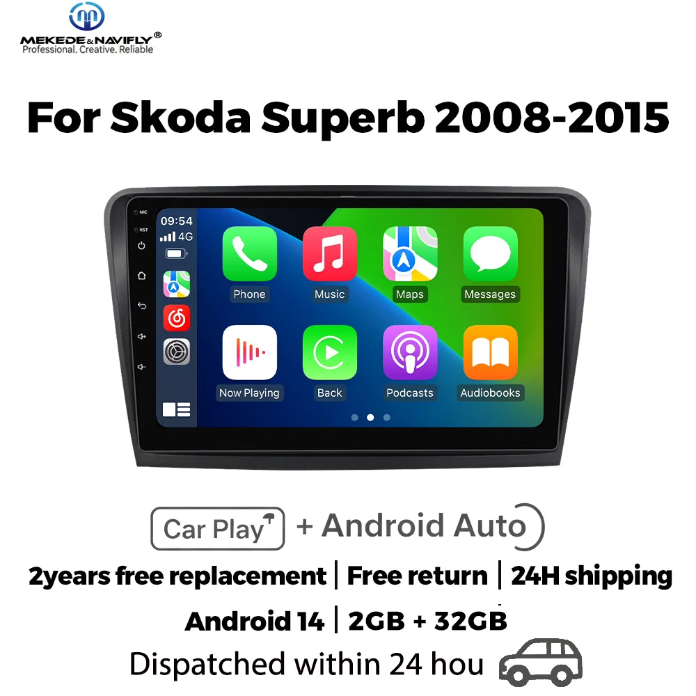 MEKEDE لسكودا سوبيرب 2 B6 2008-2015 10 ''راديو السيارة CarPlay نظام تحديد المواقع والملاحة مشغلات الوسائط المتعددة المركزية أنظمة السيارات الذكية #1