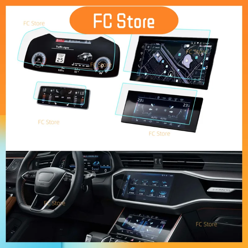 Dla 2023 2024 Audi A6 A7 Q7 Q8 2019-2024 Osłona ekranu Szkło hartowane 9H Przeciwodblaskowa folia ochronna na ekran dotykowy 10,1 cala