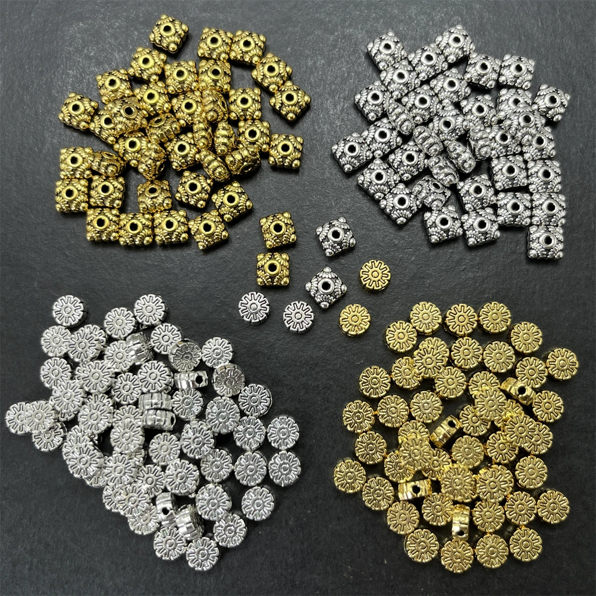 30pcs Perforated Square Silver Jewelry Gasket DIY Supplies Bracelet Necklace Connector Process Accessories Bead Supplies