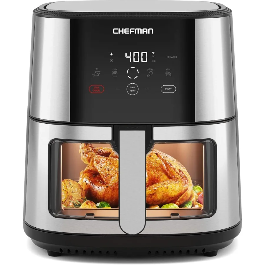 

Easy-View Air Fryer 8 Qt Family Size with Viewing Window for Convenient Monitoring One-Touch Digital Control with 4 Presets for