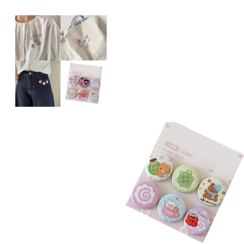  6Pcs Cartoon Brooch Badges Pins Fun Metal Enamel Pins For Kid Teens Adults Backpacks Hat Bag Jackets Coat Decoration