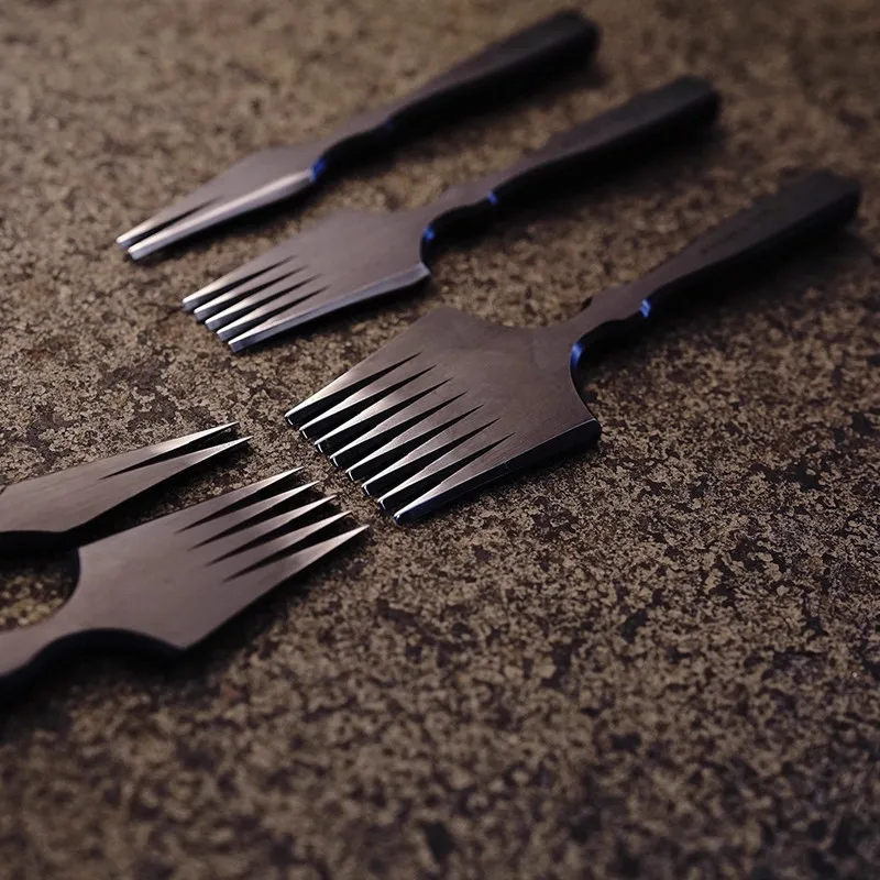 

AMY ROKE French-Style Hex Prongs - ASSAB Alloy Steel Blunt Teeth Chisels | Leather Punching Tool For Beveled Stitch DIY Craft