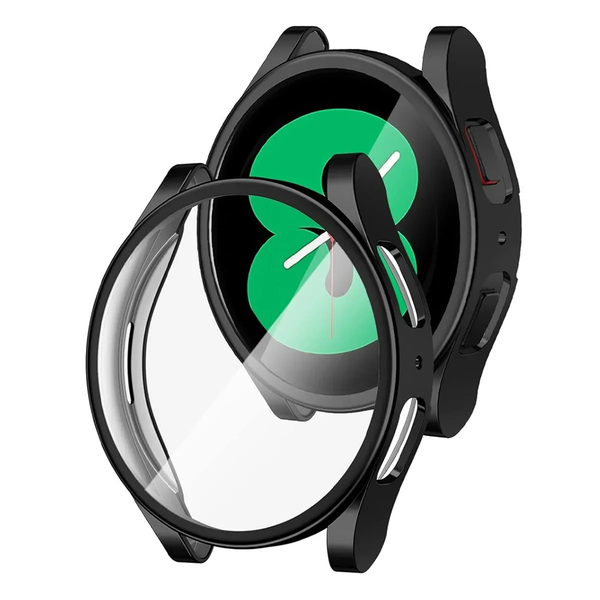 Capa protetora para samsung galaxy watch 4 5 6 7 40mm 44mm, cobertura de silicone tpu, proteção de tela, acessórios completos