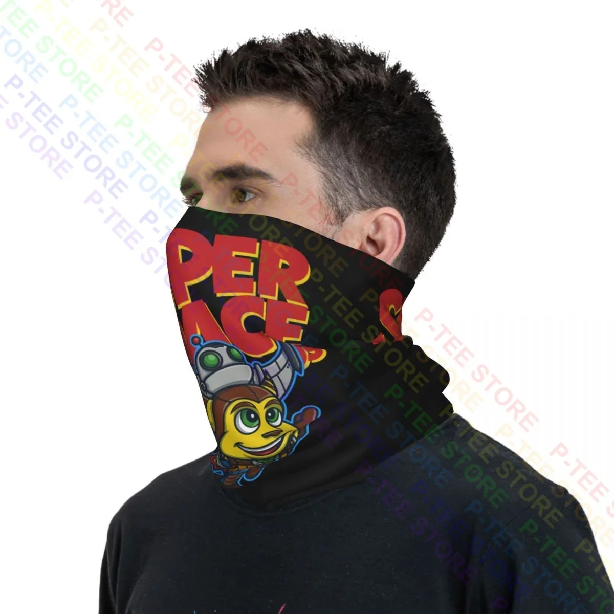 Super Space Bros Ratchet Clank Polaina para el cuello Bandana Bufanda Mascarilla Suave Calentador de cuello para exteriores