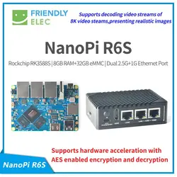 NanoPi R6S RK3588S Cortex-A76, 8GB DDR4 64GB eMMC 2.5G Eth, ubuntu debian, FriendlyWrt , Android GPU VPU