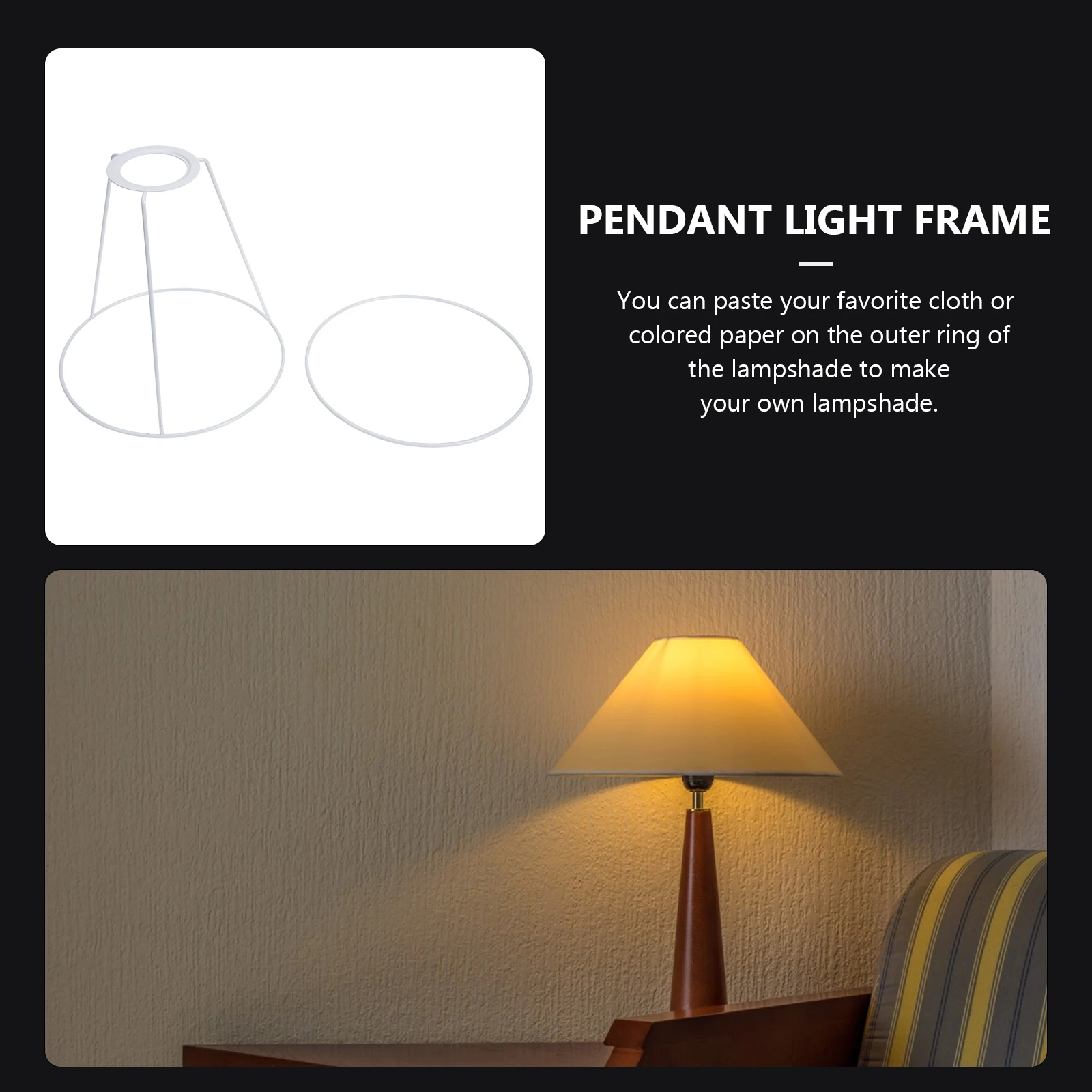 

1 set 1 Set Vintage Lamp Shade Frame Wire Lamp Cover Rack For Diy Table Floor Pendant Lights Replacement Ring Support Metal Cage
