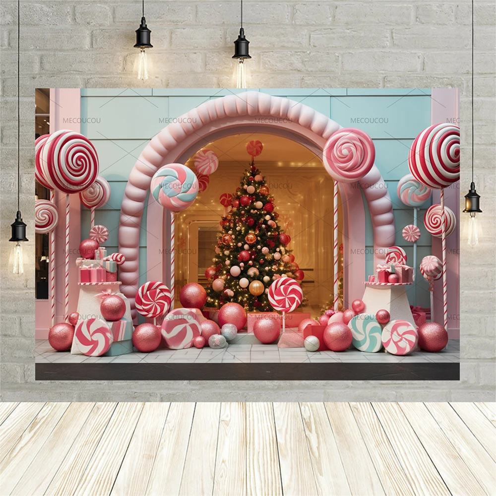 2023 Christmas Backdrop Photography Pink Castle Candy Bar Baby Photo Photographic Family Party Background Photo Studio Photocall