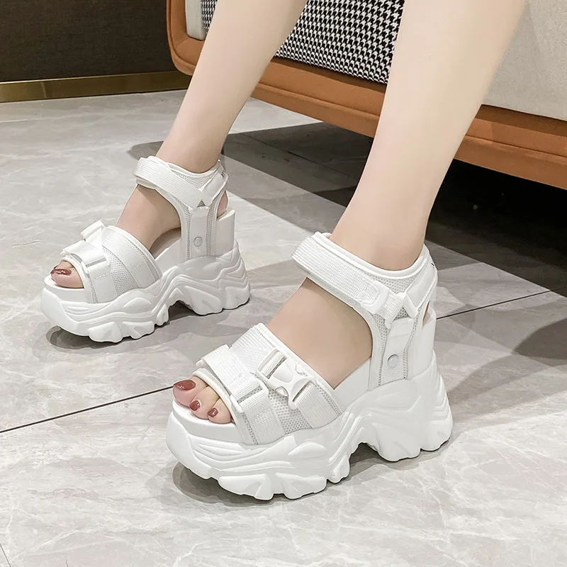 Summer Women Sport Sandals Ladies Wedge Sandal Buckle High Heels Platform Shoes Woman 2023 Hoof Woman Thick Bottom Sandalias