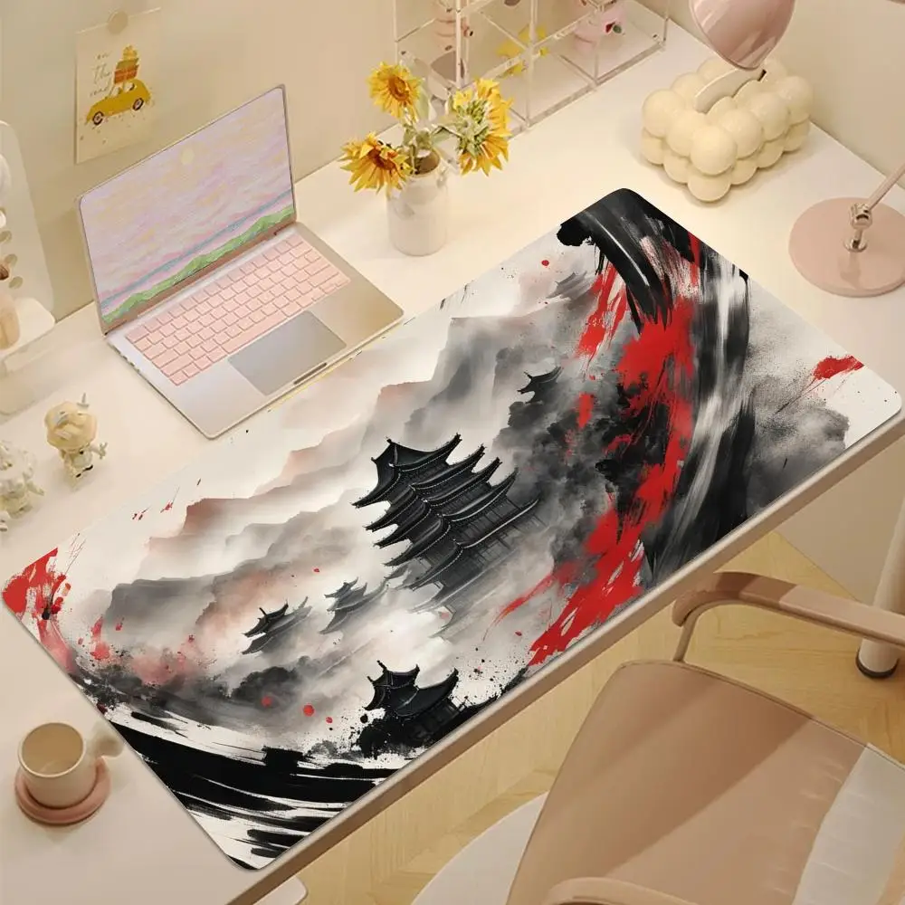 

Ink painting Mouse Pad Tablet mouse Pad Laptop xl desktop mouse pad, cute HD Rainbow Gaming keyboard pad, csgo Player, 90x40