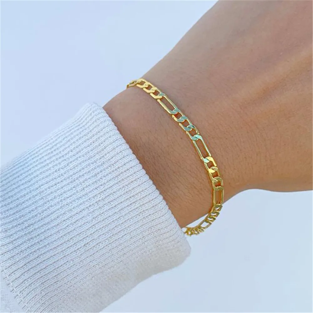 Men Fashion Figaro Chain Bracelet for Men Cuban Chain Gold Color Bracelets Hip-hop Punk Party Jewelry Gift pulsera hombre