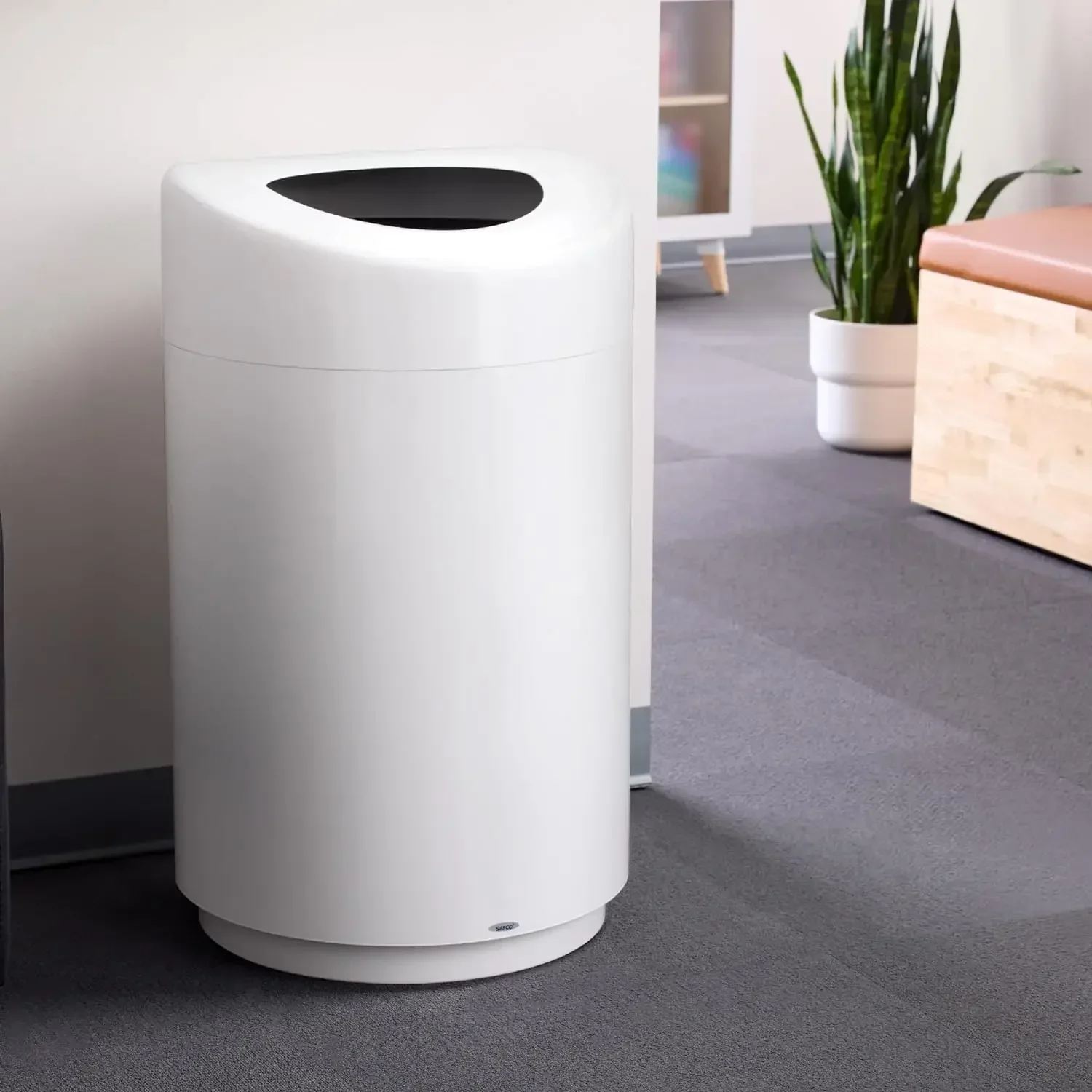 

zz Open-Top Modern Trash Can, Durable and Puncture-Resistant Stainless Steel, White 30 Gallon