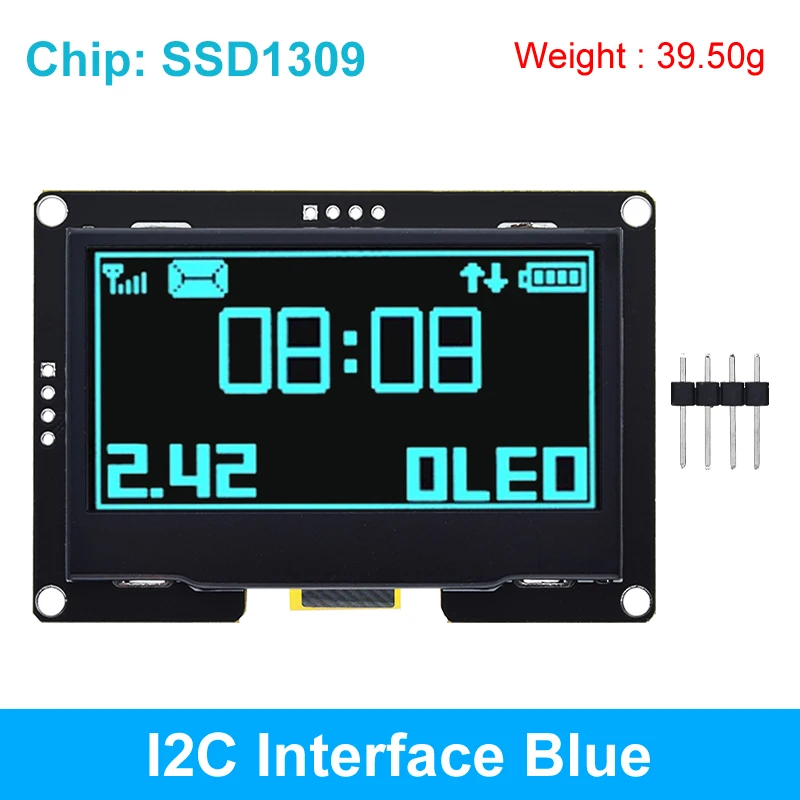 TZT 2,4 Zoll 2,42 Zoll 128 x 64 OLED LCD Display Modul SSD1309 12864 7 Pin SPI/IIC I2C Serielle Schnittstelle für Arduino UNO R3 C51 6