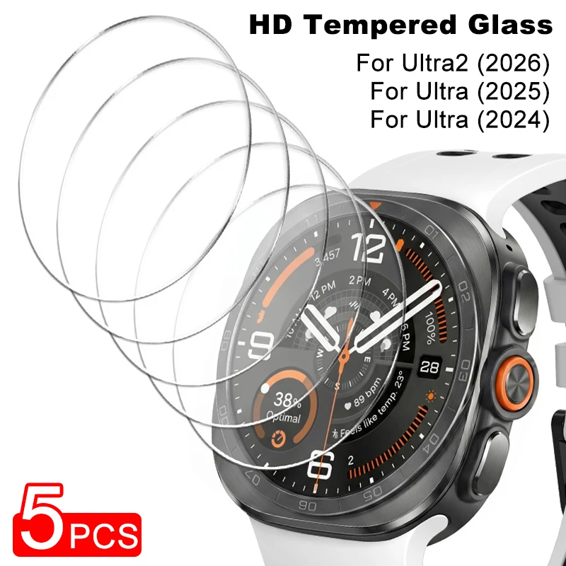 5Pcs HD Tempered Glass Screen Protector for Samsung Galaxy Watch Ultra 2/1 47mm(2026) Anti Scratch Protective Film Accessories