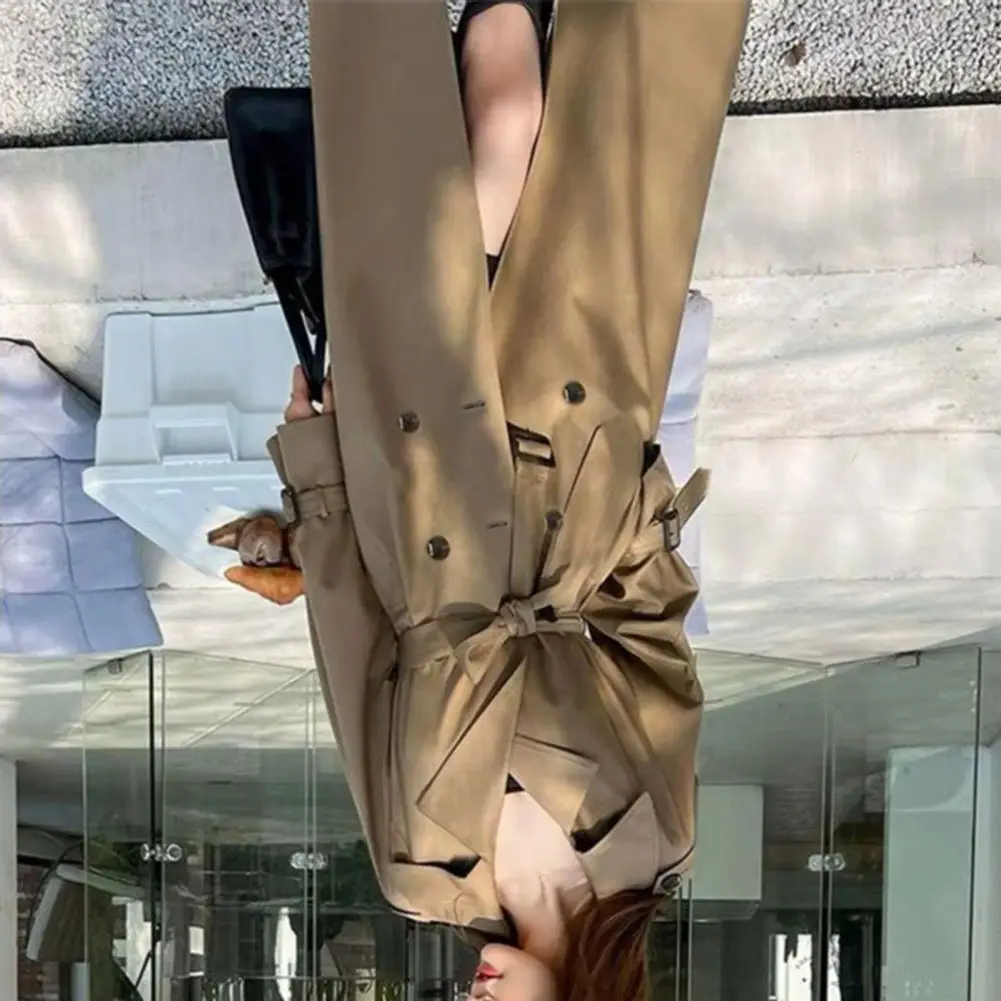 

2026 Women's Double Breasted Long Trench Coat Lapel Slim Overcoat Belt Windbreaker Jacket Spring Autumn Charming Women Jacket