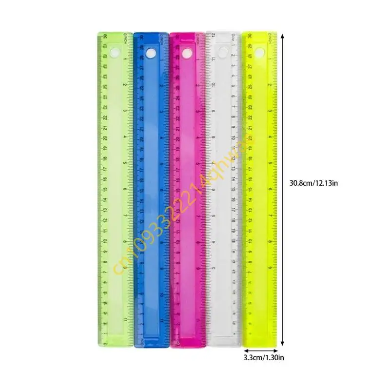 4pcs 12 polegadas Régua transparente com polegadas e centímetros SCALE MATUSTURATE MEDIÇÃO DO FERRAMENTO MEDIÇÃO DO