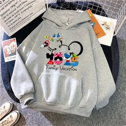 Disney família férias impresso hoodies 2025 tendência disneyland viagem hoodies outono pulôver topos feminino casual moletom roupas