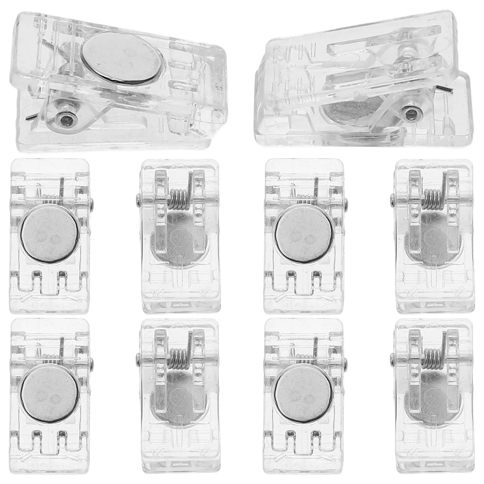 

10pcs Badge Clips Self Adhesive Chest Card Holders ID Steel Spring Clamps for Office Events Wall Mount Display Organizers PP