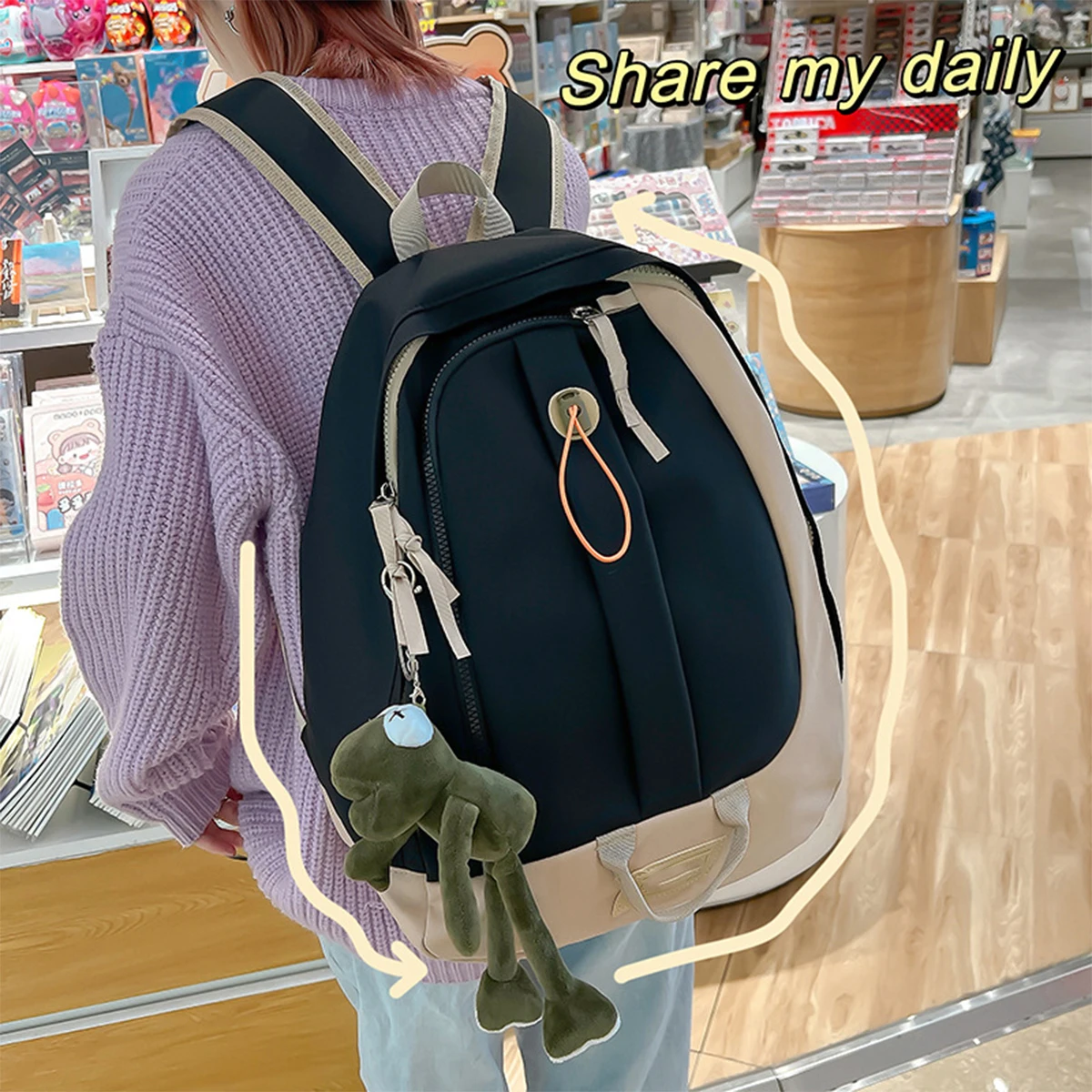 2024 Autumn New Style Backpack Student Schoolbag With Plush Ornaments Leisure Adjustable Large Capacity Computer Backpack