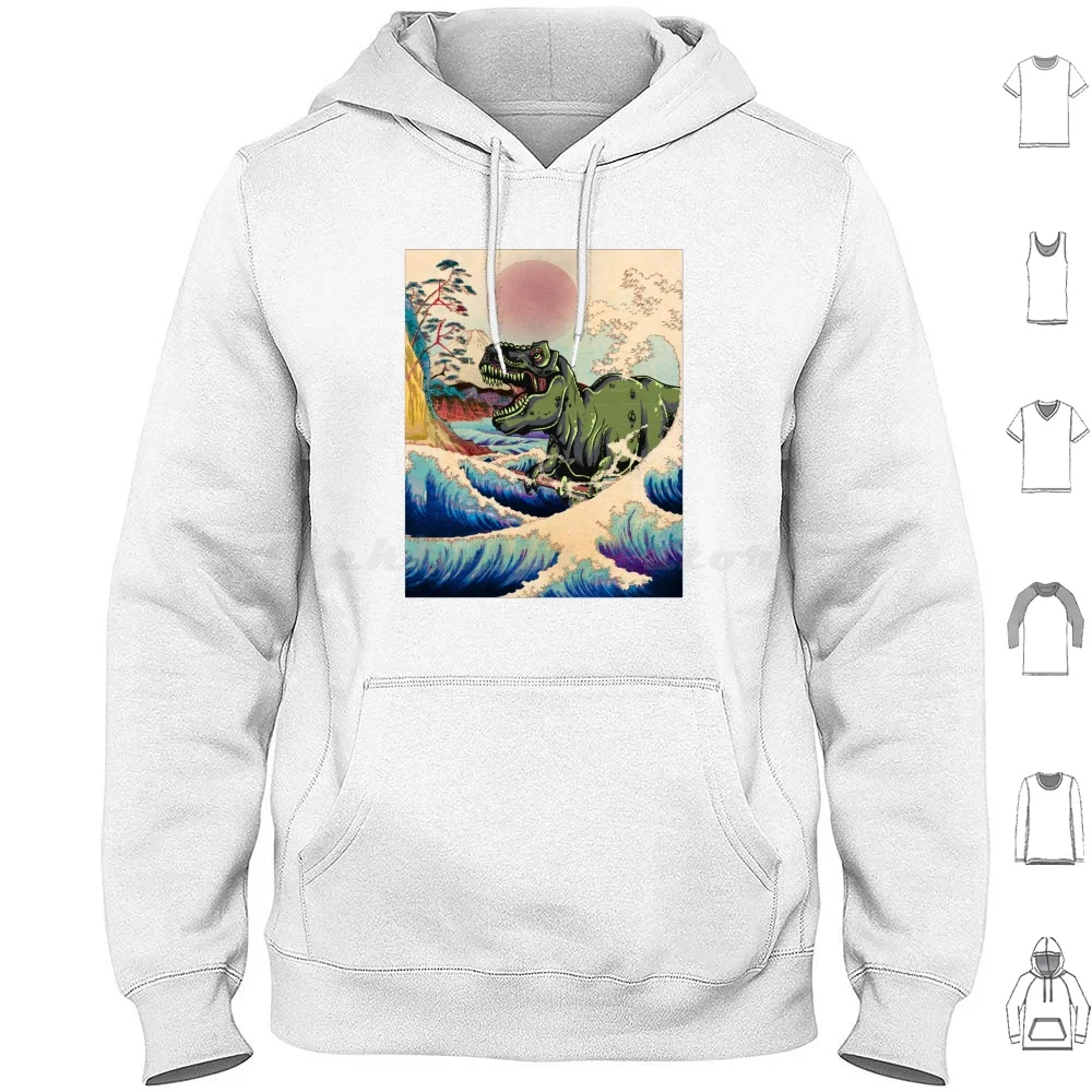 The Great Off Kanagawa Hoodie cotton Long Sleeve Japanese Hokusai Monster Kaiju Rbrow Manga Sakura Mothra Mount Fuji Great