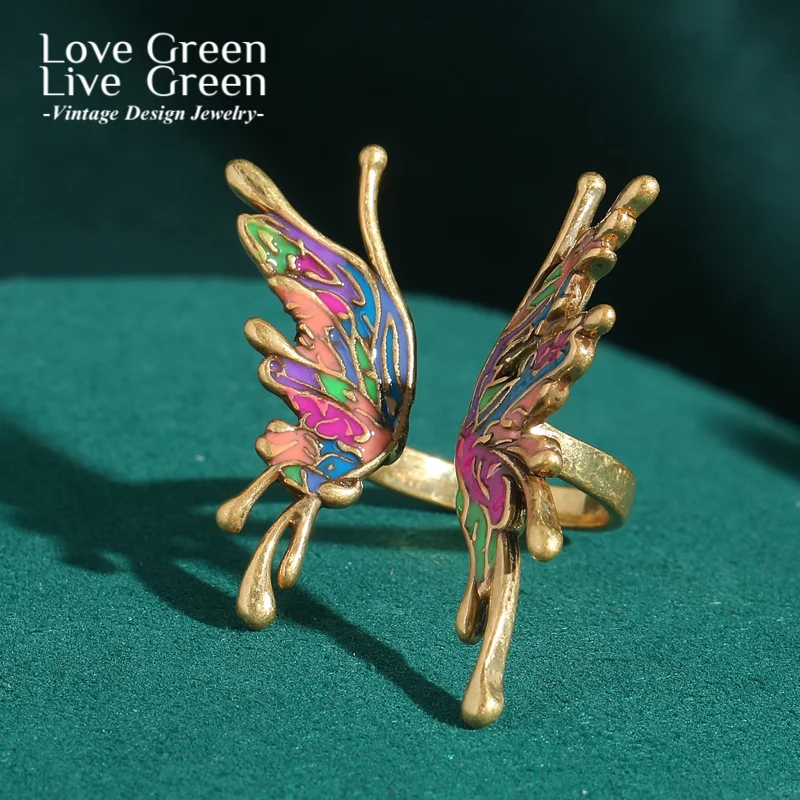 

Vintage Boho Enamel Butterfly Rings Gold Color For Woman Bohemian Jewelry Luxury Designer Valentine Day Gift Trends 2025 New