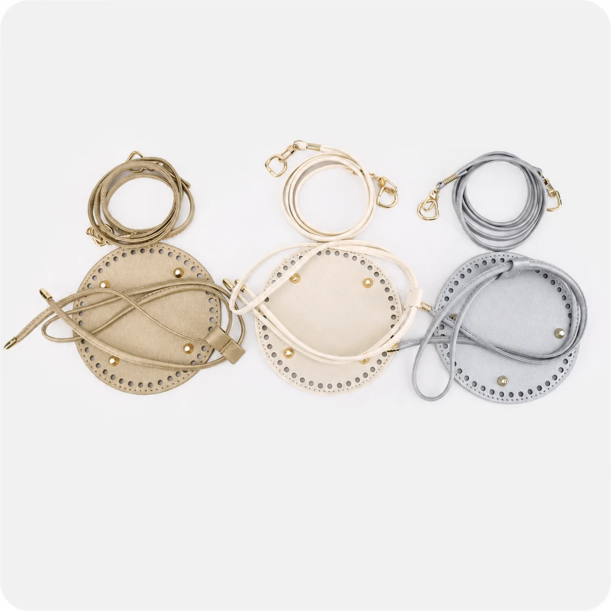DIY Bucket Bag Accessories Load-reducing Drawstring Shoulder Strap PU Bag Bottom Vintage Handmade Bag Kit For Woven Bucket Bags