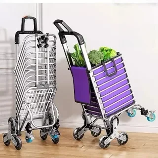 Portable Small Shopping Cart for Buying Vegetables Hand Pulling Stair Climbing Light Foldable Household Goods Delivery Cart