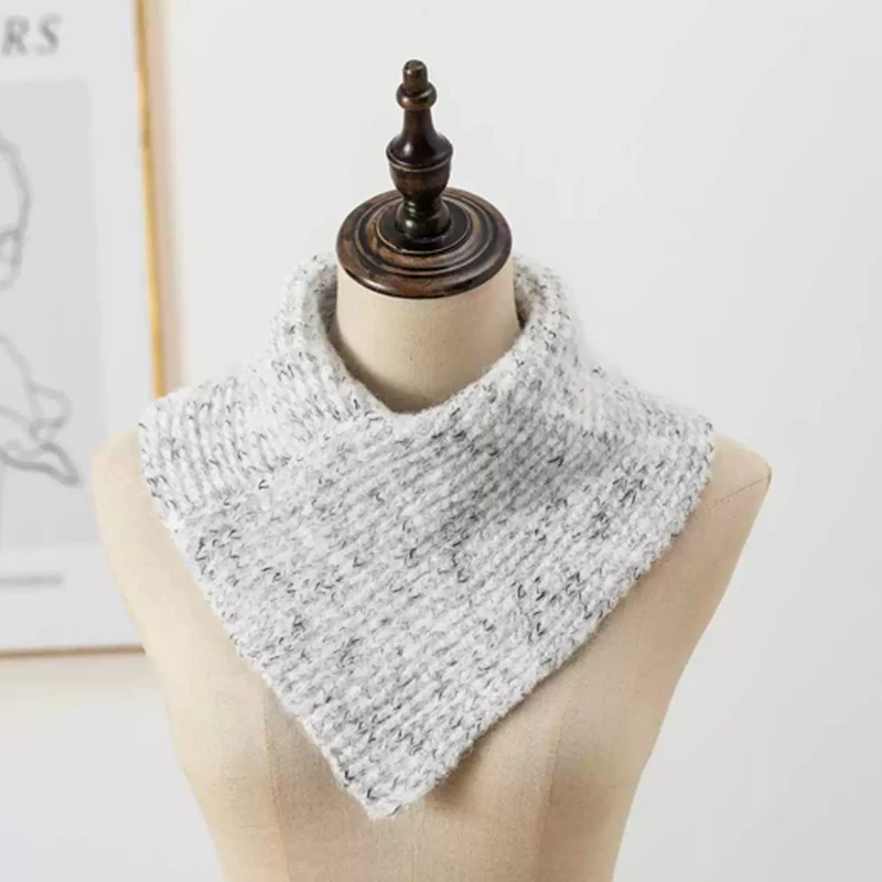 Damen-Halsketten, Winter-Strickschal, weicher Fleece-Dreiecksschal, dicker, warmer Halswärmer, thermische Kleidung für kaltes Wetter, Accesso – Detail 4