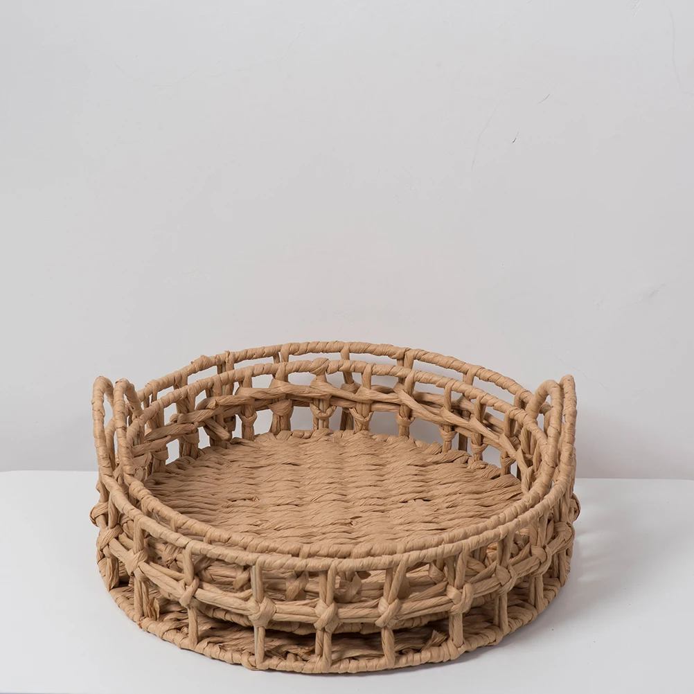 

Woven Storage Basket Paper Rope Material Home Restaurant Outdoor Picnic SXJ22 212 Large Size Fruit Snack Bread Kitchen