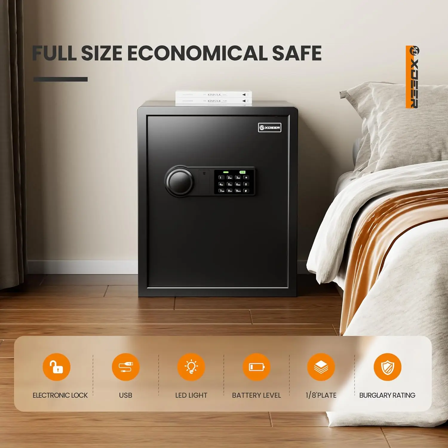 Biometric Safe Box, Quick-Access Security Safe Box with Upgraded Fingerprint, Steel Handgun Safe Lock Box for Kid/Home/Office (1