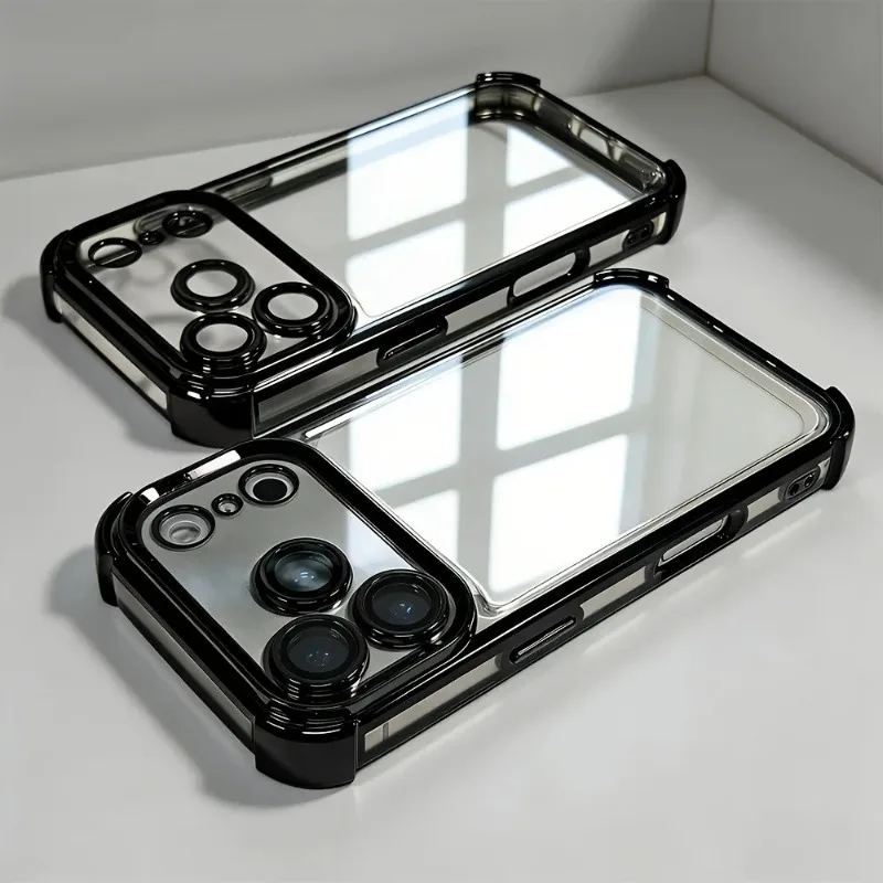Luxuriöse, galvanisierte, stoßfeste, transparente Handyhülle für iPhone 18 Pro 17 15 14 13 12 16 Pro Max mit Linsenschutzfolien und transparentem Bumper. – Detail 11